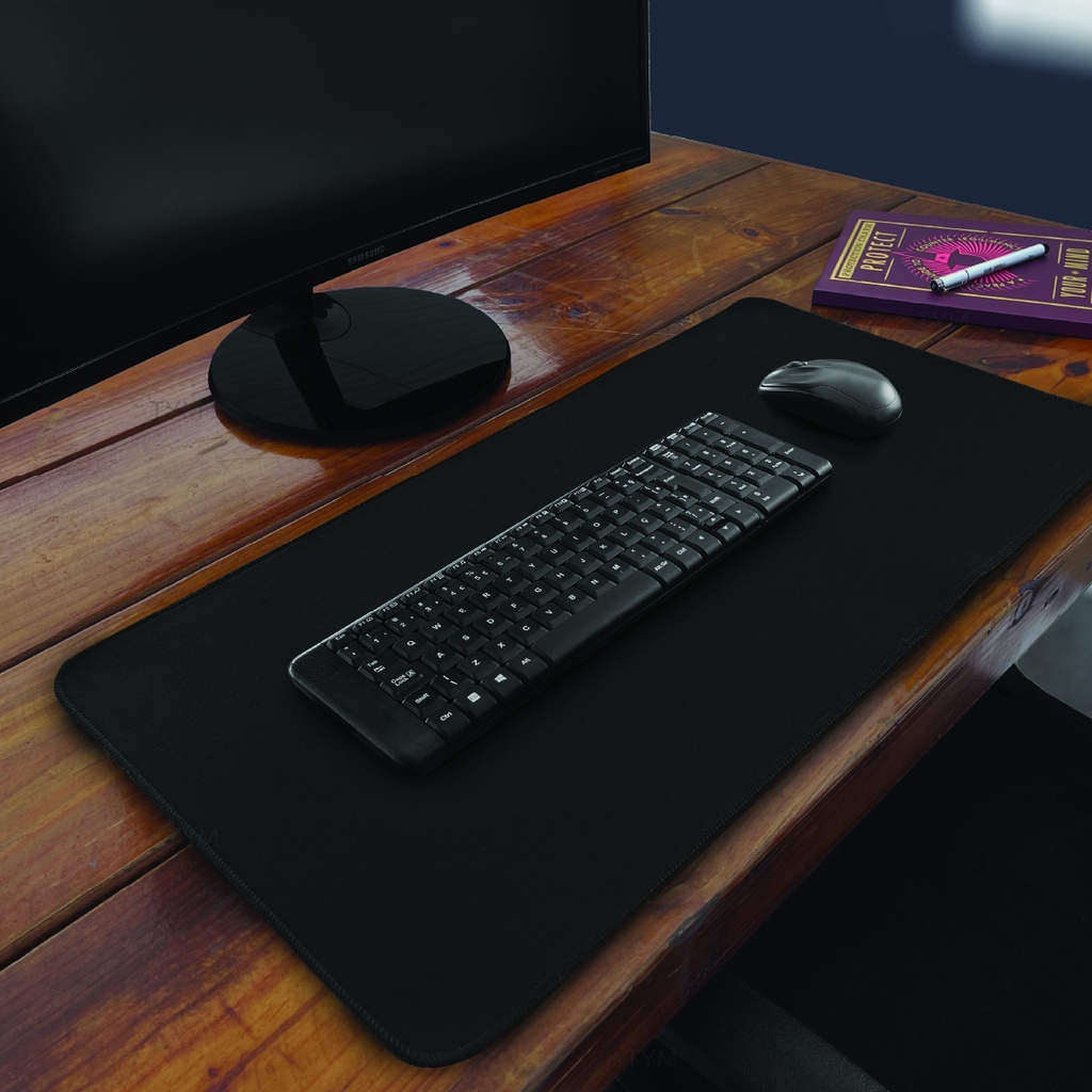 Mouse Pad Gamer Para Jogo Grande Preto Liso Sem Estampa 68 x 35 cm