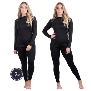 Conjunto Térmico Blusa Calça Segunda Pele Roupa Frio Proteção UV - Preto