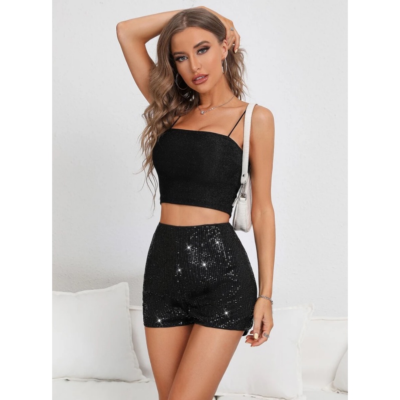 Short de paete hot sale preto cintura alta