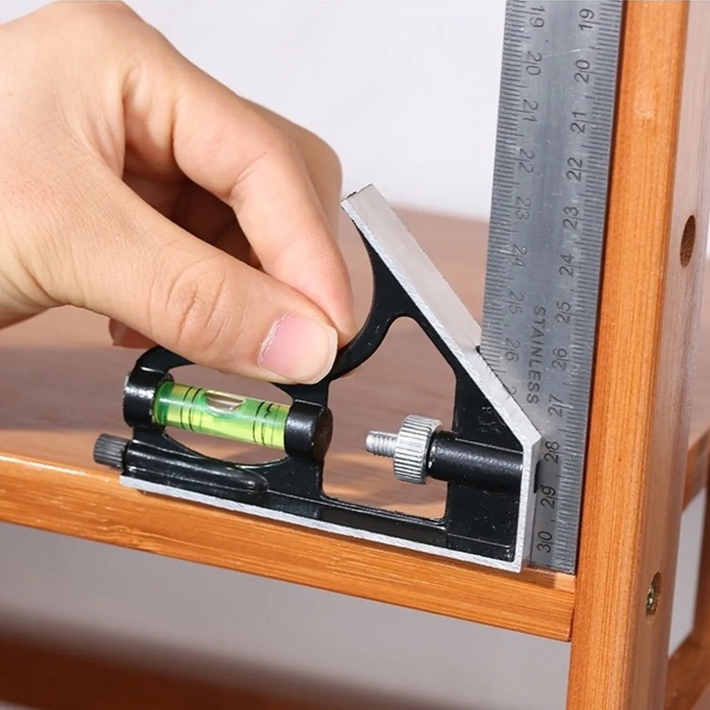 Esquadro Combinado Marcenaria Madeira C/ Régua Carpinteiro