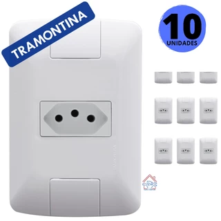 KIT C/ 10 Tomadas 10A c/Placa Tramontina 4x2 - Linha Aria