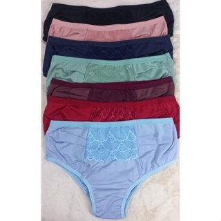 Kit 05 Calcinha Adele cintura alta Calçola para senhora reforçada plus size em poliéster e renda com drapeado confortável