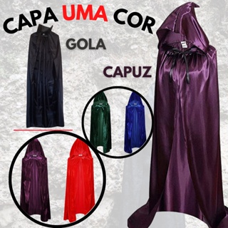 Kit Capa Drácula Vampiro Bruxa Adulto Maquiagem + Sangue