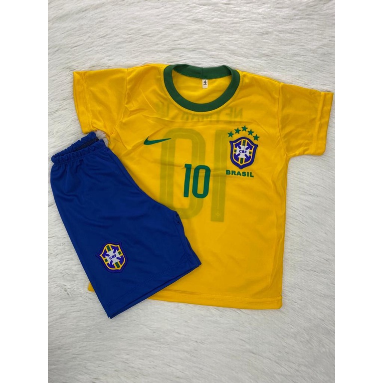 Kit Conjunto Infantil e Juvenil De futebol Seleção Brasileira