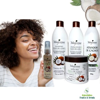 Kit Óleo De Coco + Ativador De Cachos Óleo De Coco + Reparador 60ml