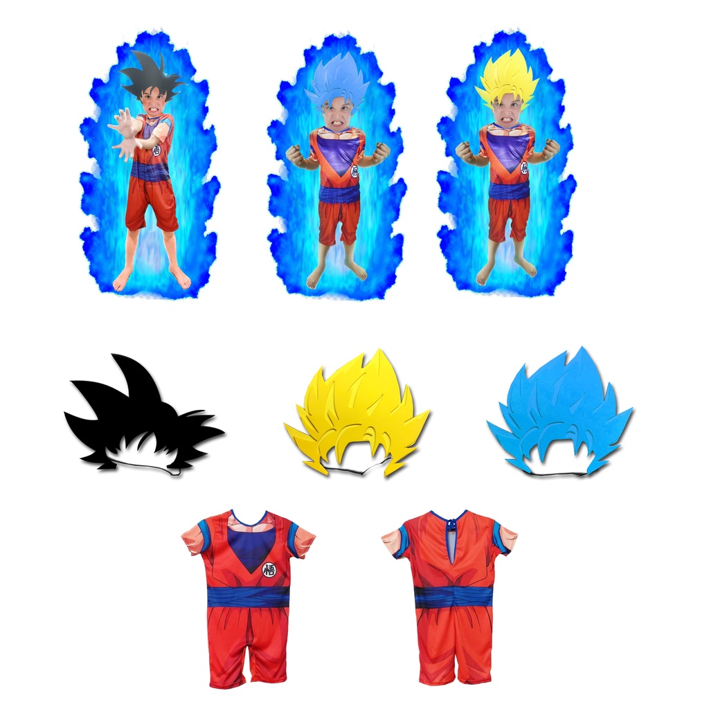 Fantasia Infantil Goku G + Cabelo Eva Super Saiyajin Blue
