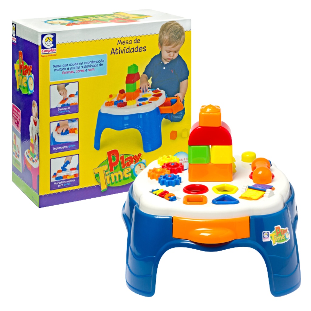 Mesinha Brinquedos Infantil Mesa Didática Com Blocos de Encaixar Brinquedo Para Bebe Blocos de Montar Engrenagem Que Gira