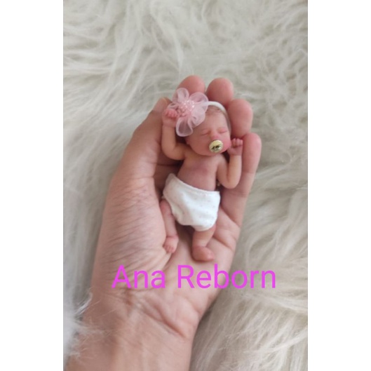 Ref.30500- Mini Bebe reborn silicone sólido 12cm hiperrealista