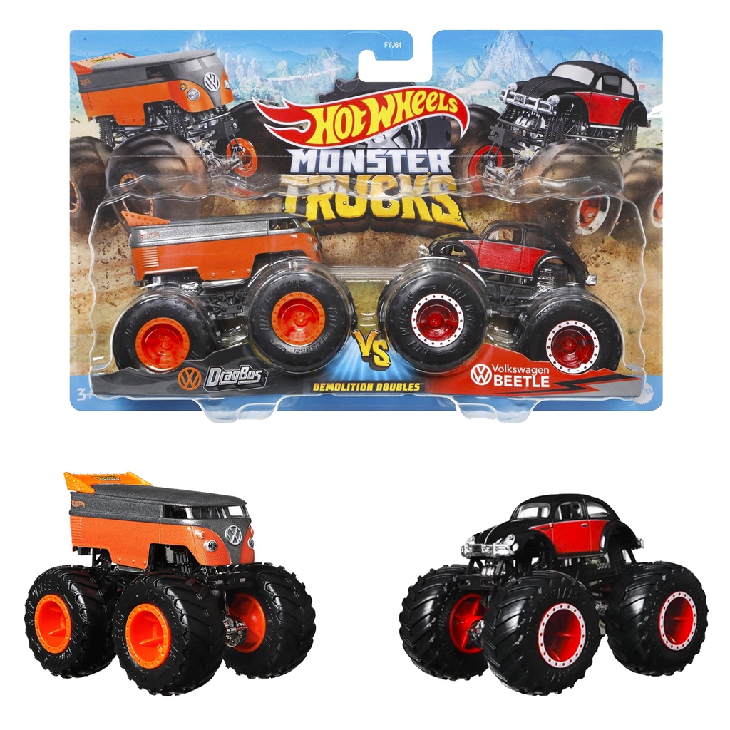 Hot Wheels Monster Trucks Demolition DragBus Kombi vs VW Beetle