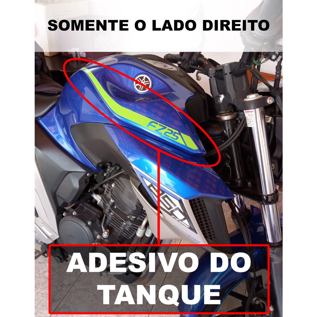 adesivo para tanque da fazer fz25 250 verde (somente lado direito ...