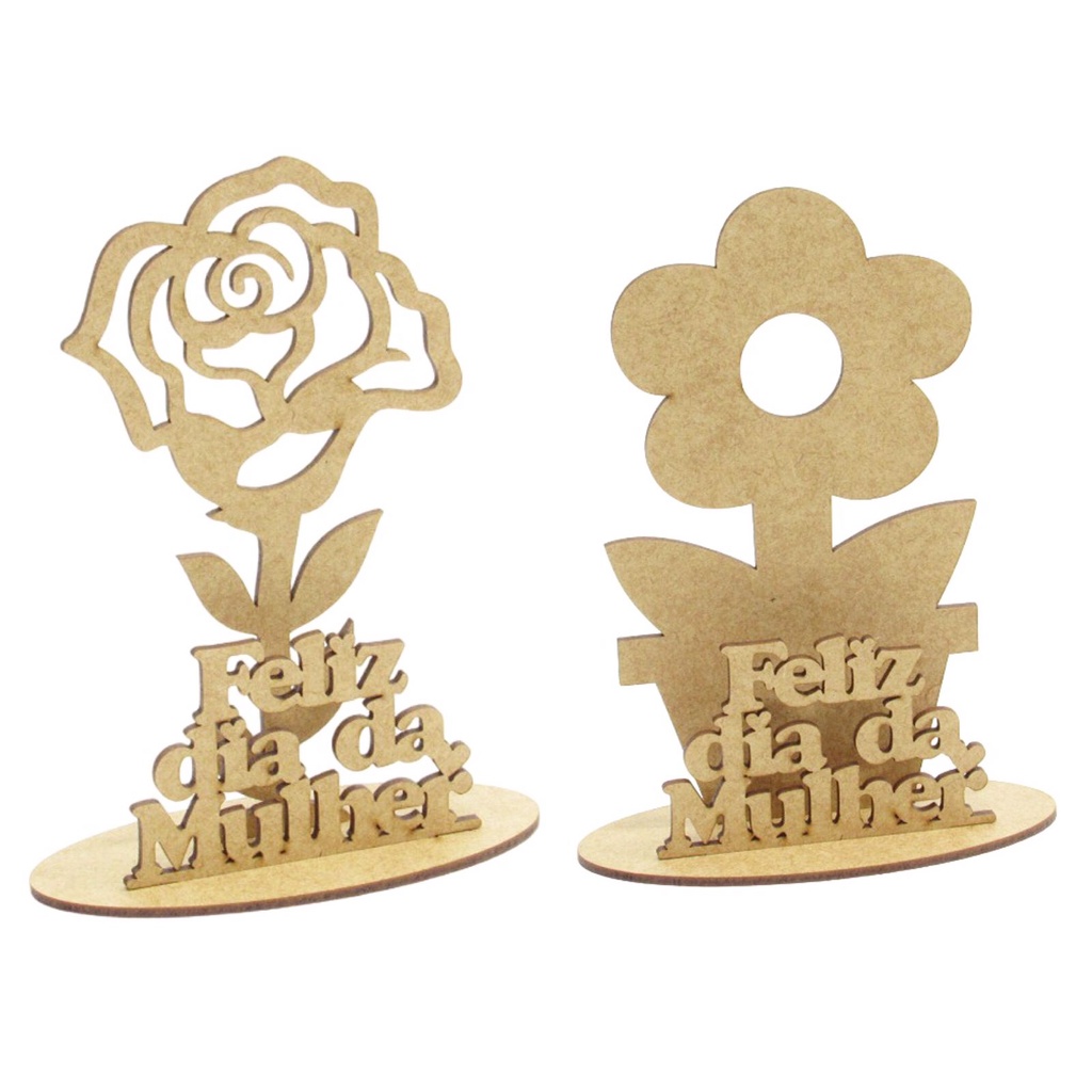 10 Flores dia da mulher lembrancinhas em mdf cru em Oferta na Shopee