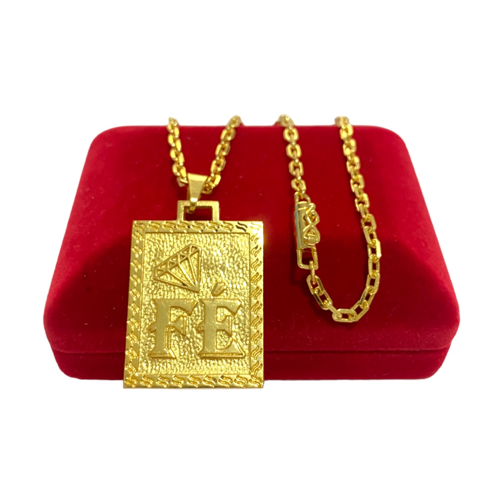 CORRENTE CADEADO 3MM - PLAQUINHA FÉ - BANHO DE OURO 18K - UNISSEX ...