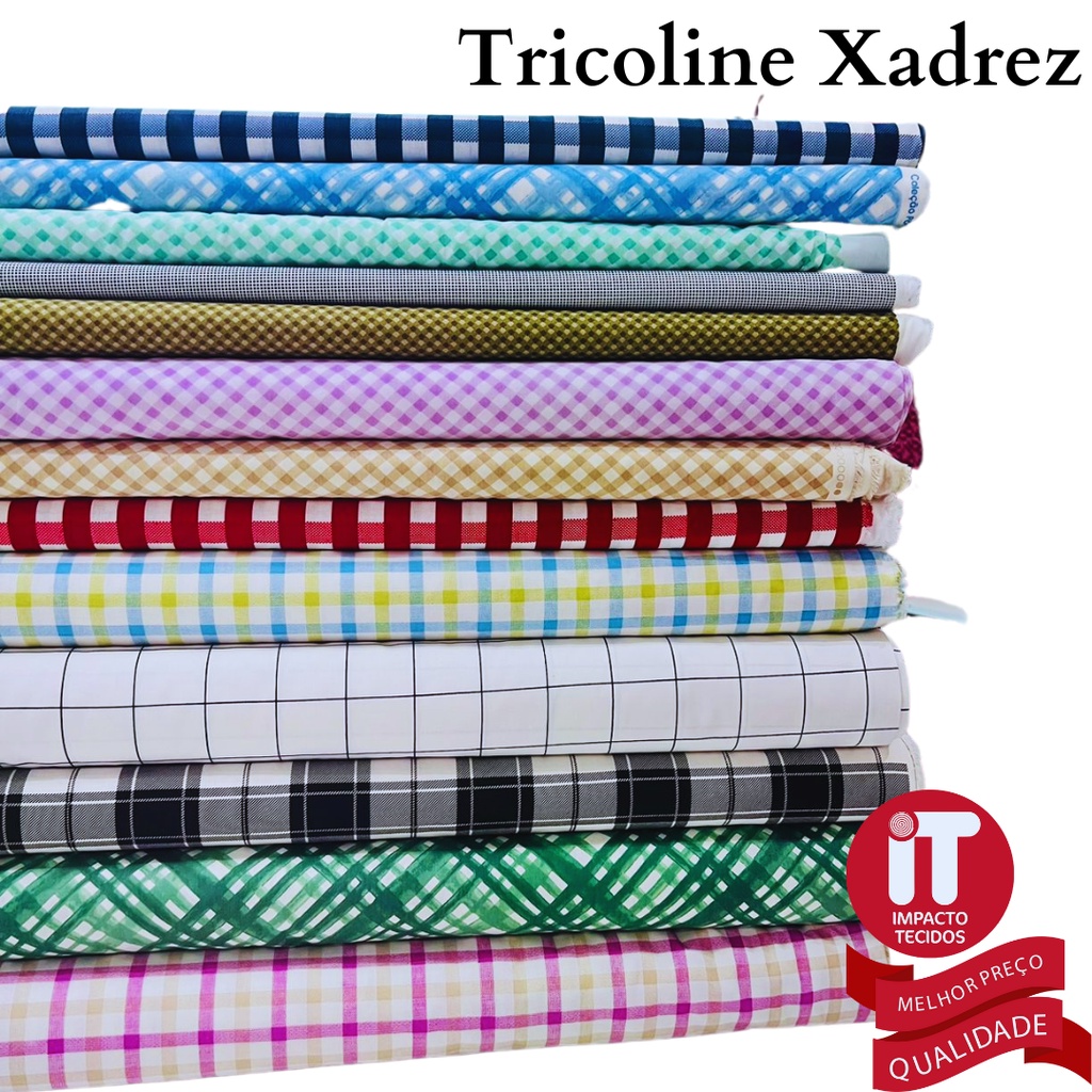 Tecido Tricoline Especial Coleção O pequeno Príncipe - Xadrez Colorido