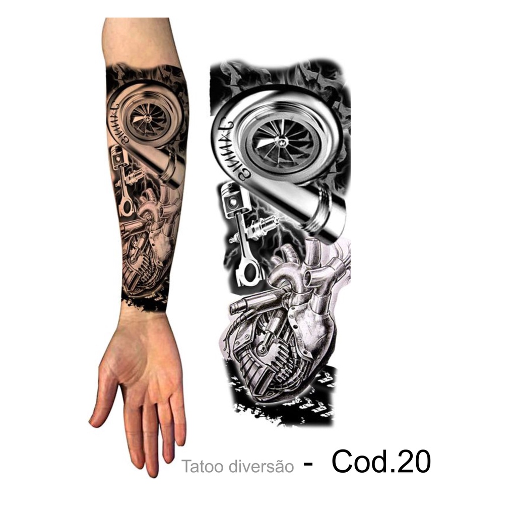 Tatuagem Temporária Masculino E Feminino Tattoo Mecânica - 10x20cm