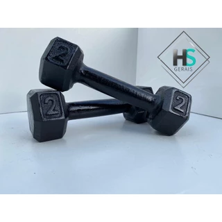 Par Halter sextavado pintado 1kg a 5kg- Peso de academia