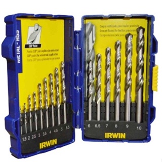 JOGO DE BROCA AÇO RAPIDO 1,5 A 10MM (15PC) ESTOJO PLAST IRWIN