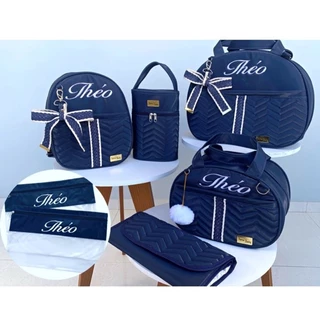 Kit bolsas maternidade 7 peças, kit bolsas maternidade menino 7 peças, kit bolsa personalizado