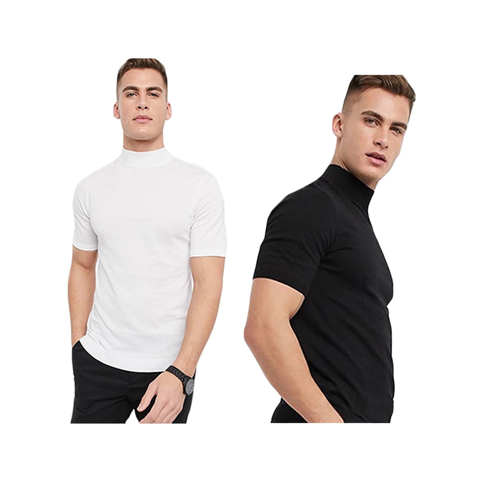KIT 2 CAMISETAS GOLA ALTA STECCHI EM ALGODÃO