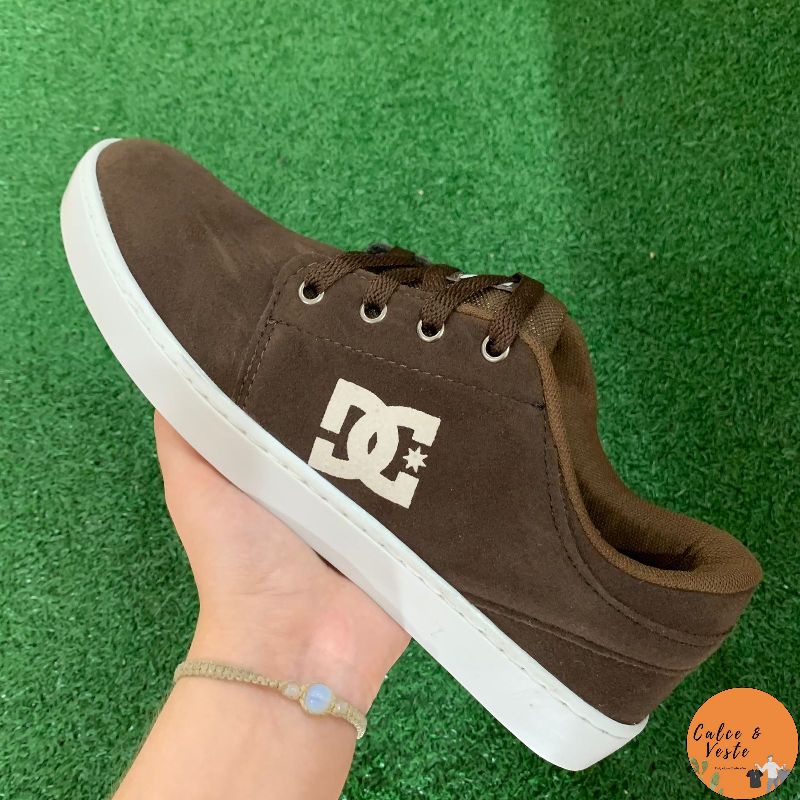 T nis DC Shoes Marrom Escuro Caf Cano Baixo Shopee Brasil