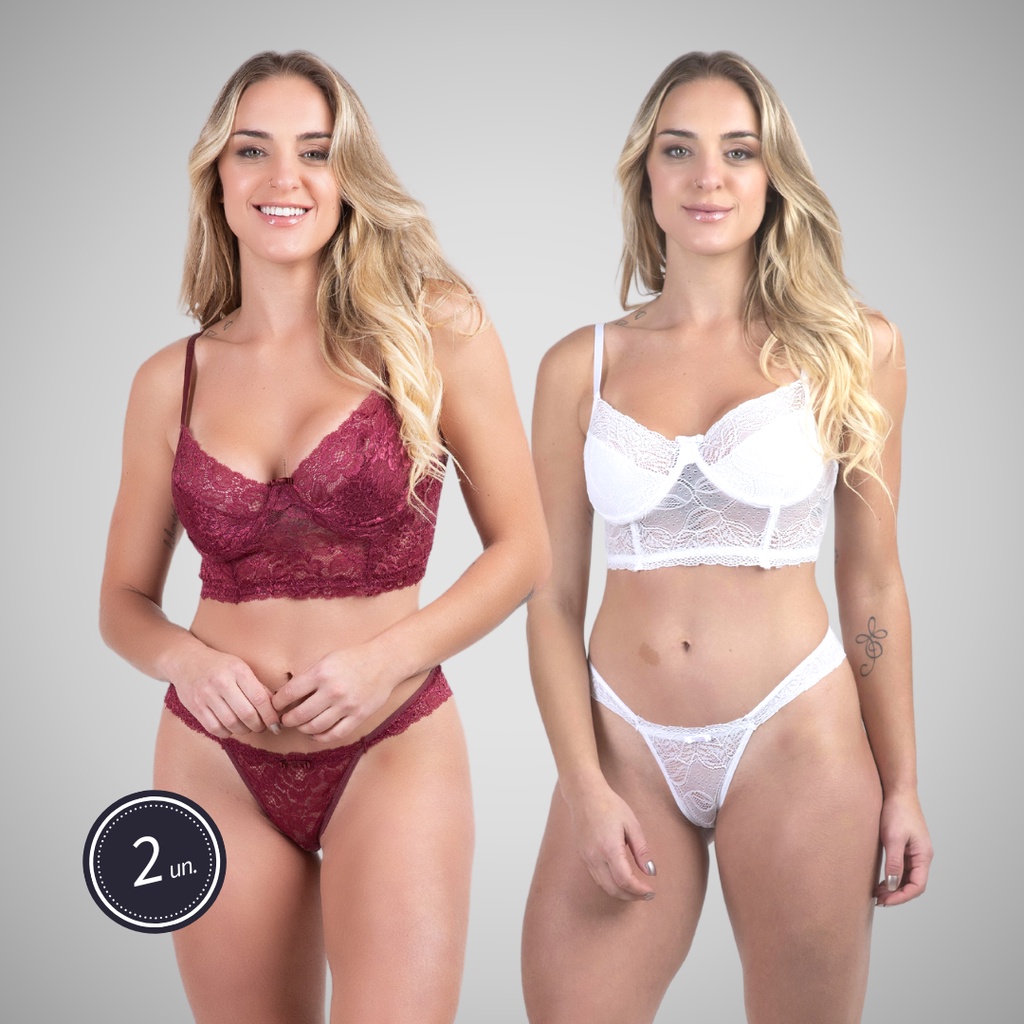 Renda De Contraste Com Aro Conjunto De Lingerie