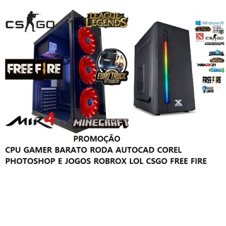 Pc Cpu Gamer Barato 4gb Ssd128g + Hd500g Wifi Hdmi Roda Autocad Corel Photoshop Roblox Et2 Lol Csgo Free Fire