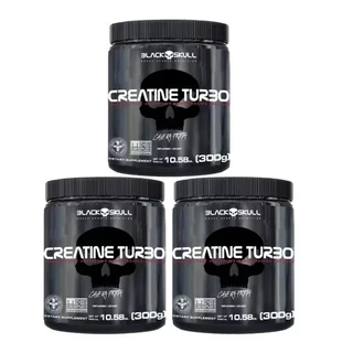 Kit 3x Creatina Monohidratada 300g (cada) Creatine turbo Blackskull USA