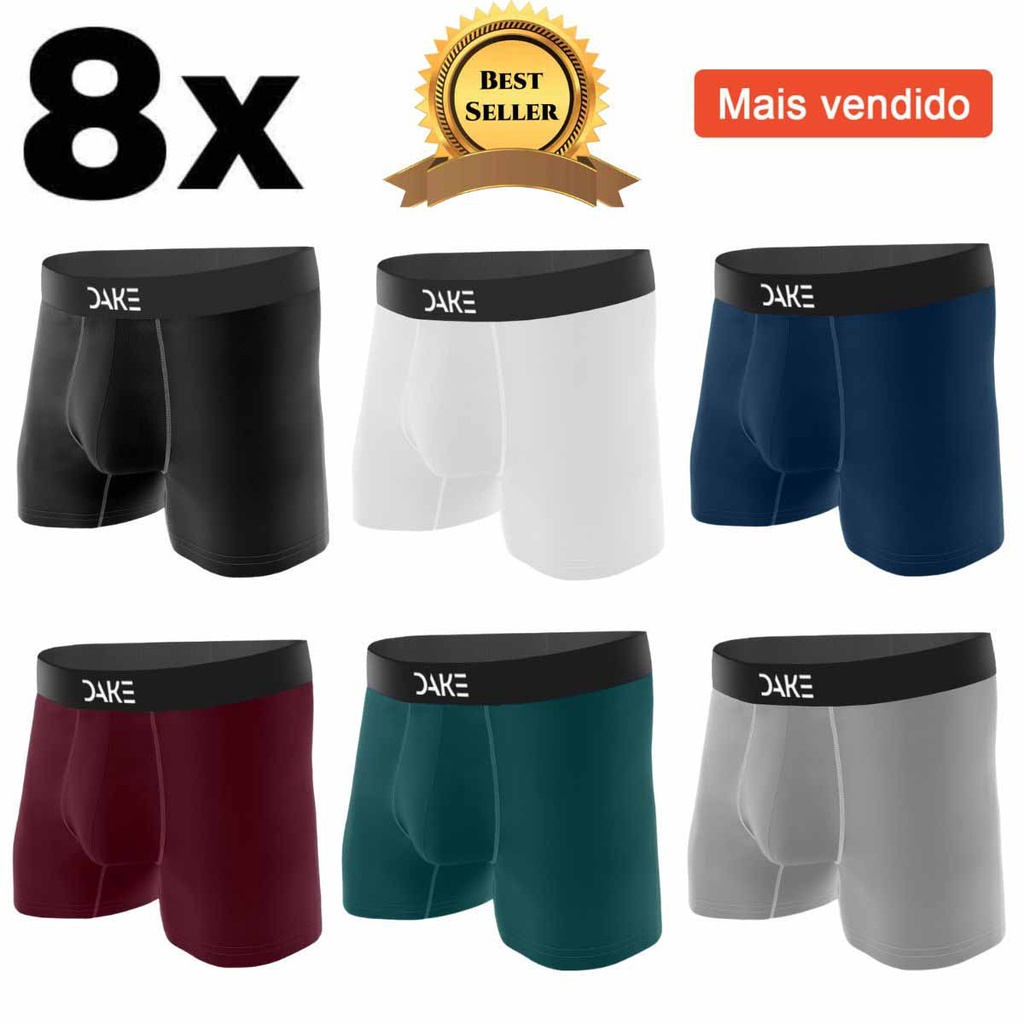 Kit Com 8 Cuecas Boxer Box Masculina Adulto Dake Original | Shopee Brasil