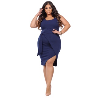Vestido Plus Size Transpassado Detalhe Charme Feminino Moda Tendência Cavado