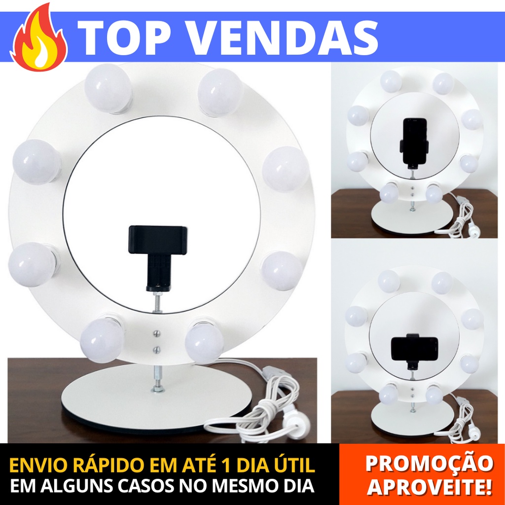 Ring Light Iluminador Led 14 Polegadas 36cm 8 Bocais Suporte Celular ...