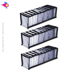Conjunto 3 Colmeia Organizadora de Gaveta Roupa Intima Divisórias Preto