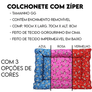 Cama Pet Colchonete de Cachorros com Ziper Caminha para Caes Pet GG 90x70cm
