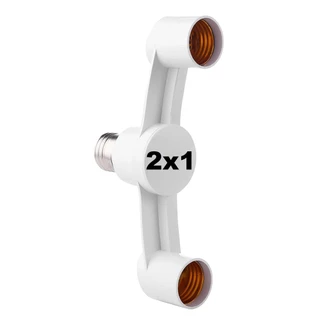 Prolongador Adaptador Extensor Soquete Bocal Lâmpada E27 - 2 Lâmpadas - 2x1 - 2 em 1 - Duplo