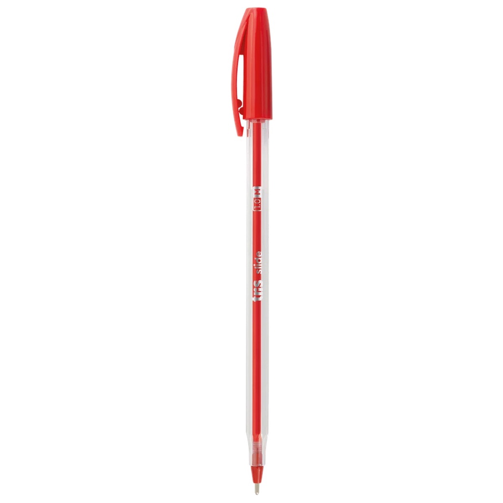 Caneta Vermelha Esferográfica TRIS Slide 1.0mm Unidade Escrita
