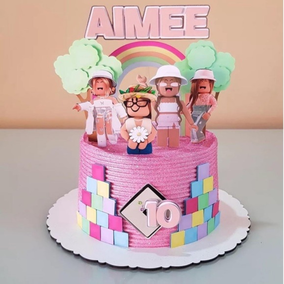 Topo De Bolo Topper De Bolo Personalizado Roblox Menina