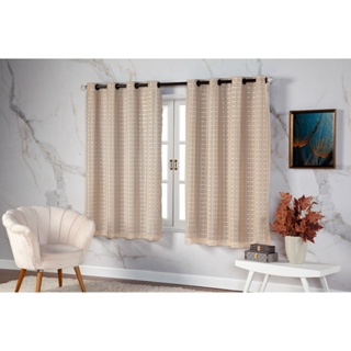 Cortina Blackout Pvc C Tecido Voil Xadrez 2,80 X 1,60 Branco