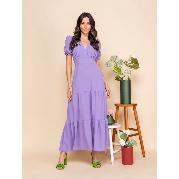 Vestido longo lilás tamanho M vestido 3 marias | Shopee Brasil