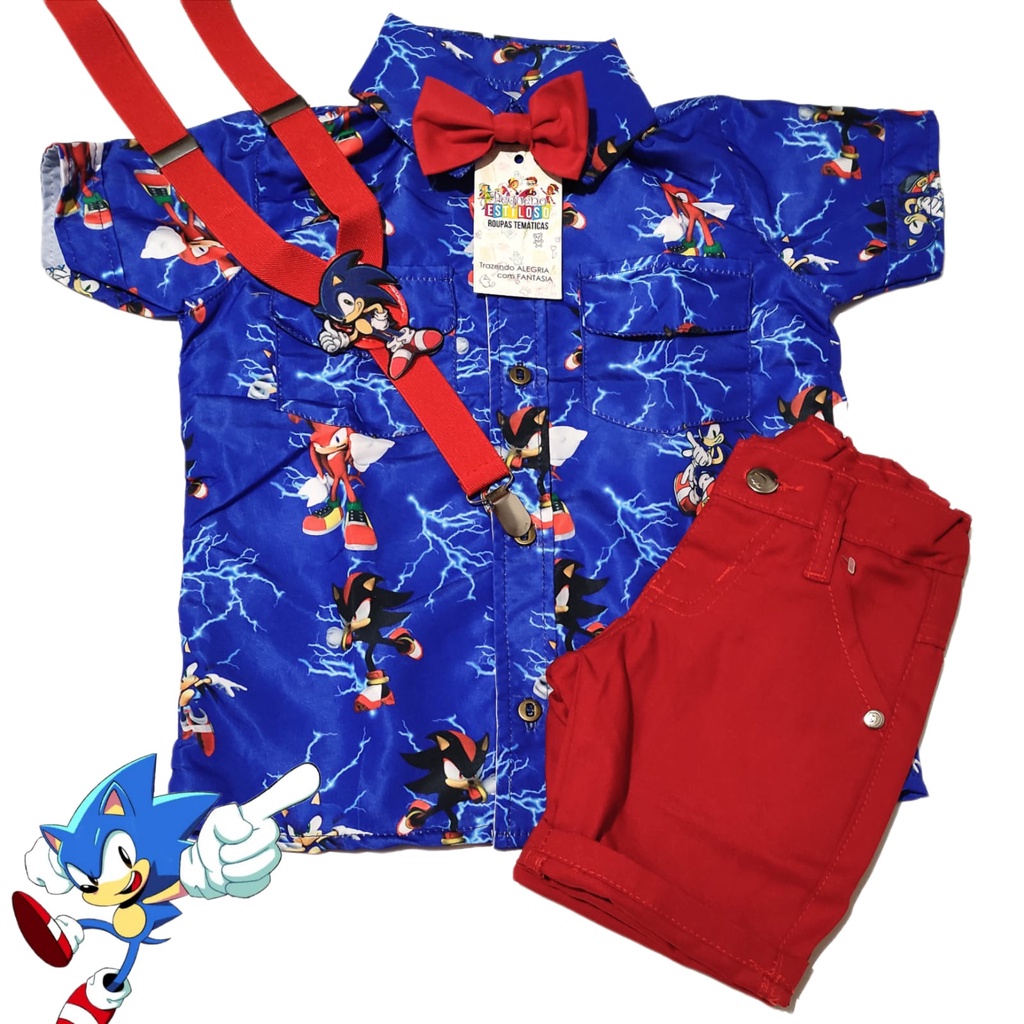 Conjunto Sonic Infantil Fantasia Aniversario