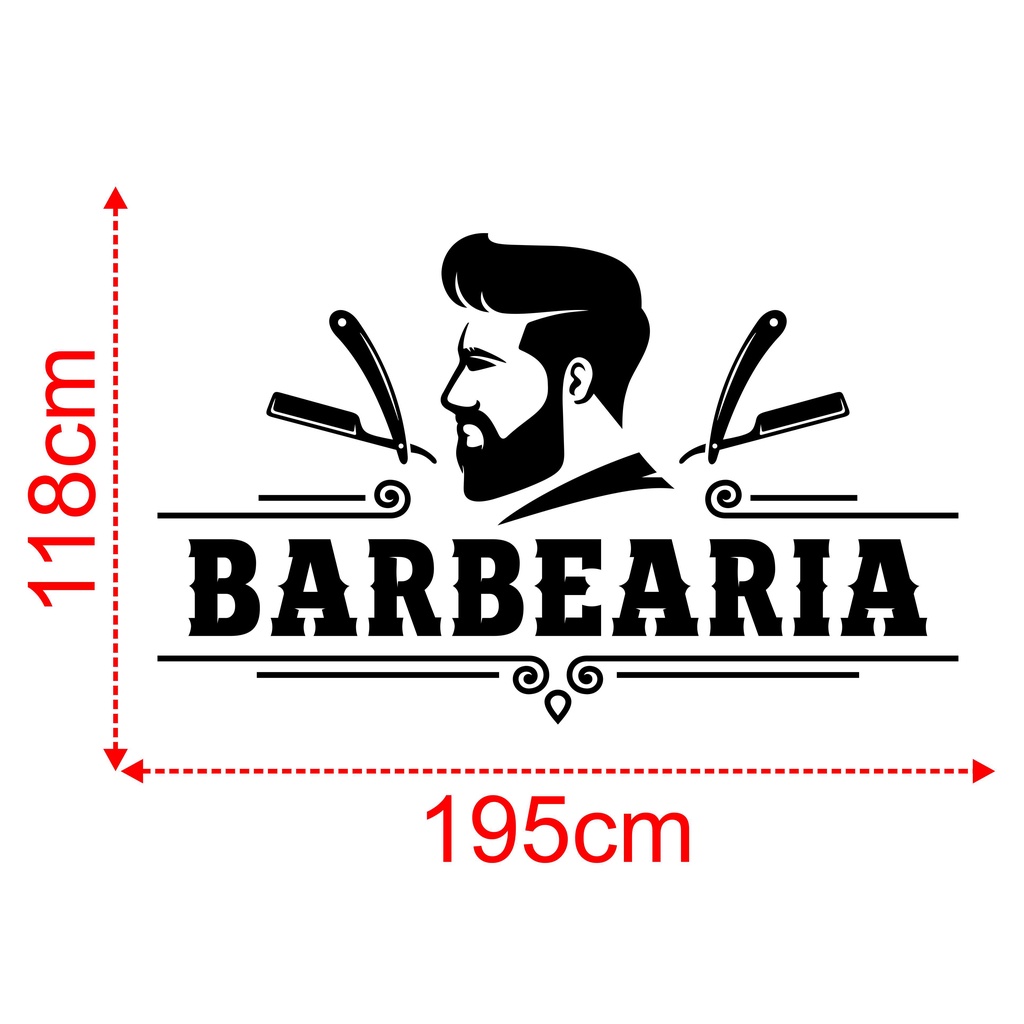 Adesivo (118x195cm) Barbearia Barber Shop Pente Tesoura Pole Hairt ...