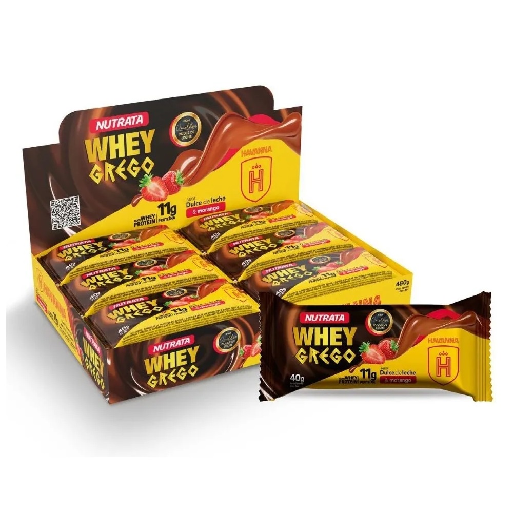 Whey Grego Bar Havanna & Morango – Nutrata Cx 12 un.