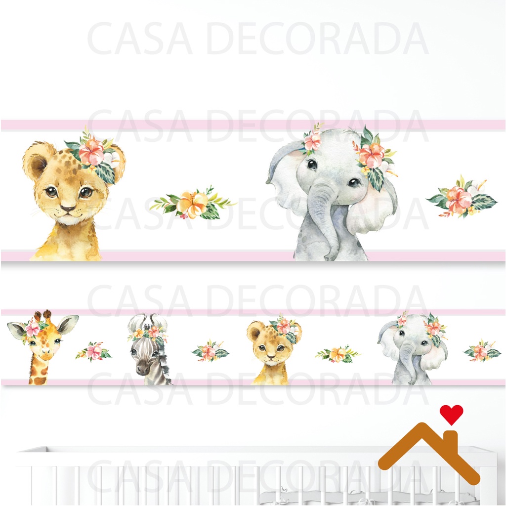 Kit QUadros Decorativos Mosaico 4 Peças Frase Safari Personalizado Desenho  Leão Elefante Zebra Macaco Girafa Zoológico Infantil Criança Abstrato