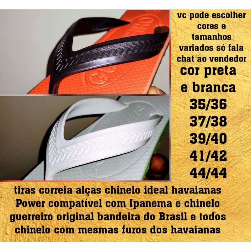 1 tiras Asa Delta compatível havaianas Power Cores preta e branca adulto