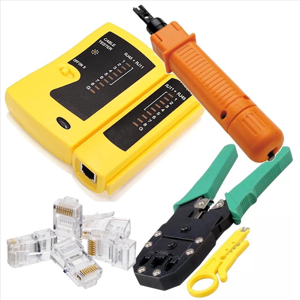 Teste De Cabos De Rede Rj45 / RJ11 + Alicate Punch Down HY314B