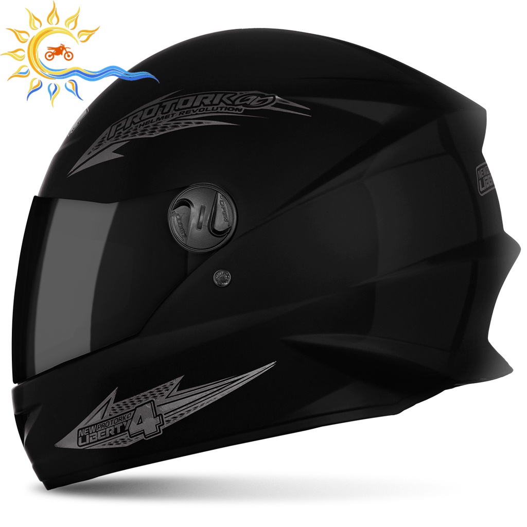 Capacete Preto Total Moto Fechado In Black Fumê New Liberty Four 4 Promoção Lançamento Oferta