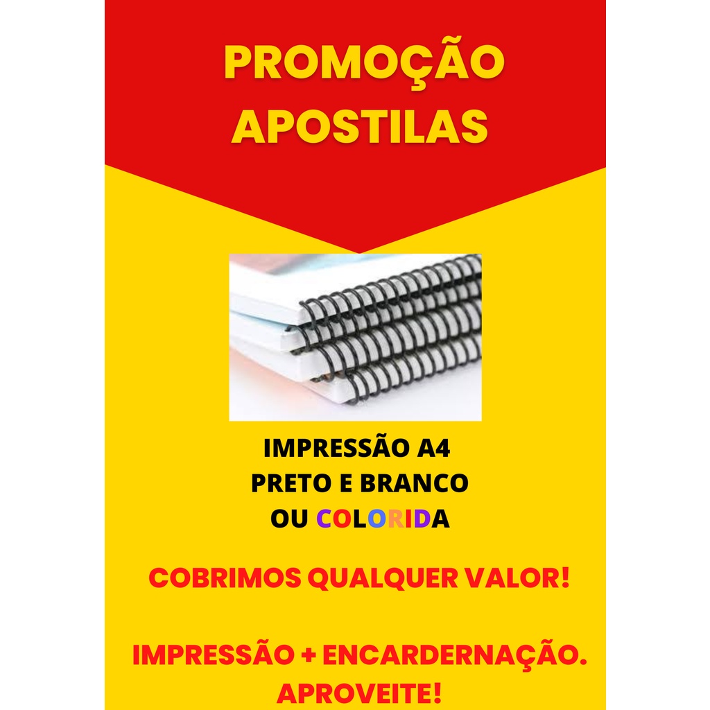 Impressão De Apostilas De Até 1700 Páginas Frente E Verso Colorido E Em Preto E Branco Shopee 1611