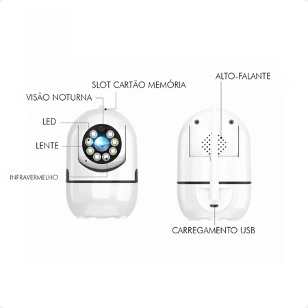 Babá Eletrônica Câmera Full Hd 1080p Conexão Wifi Entrada Para Cartão Sd Fonte Bivolt