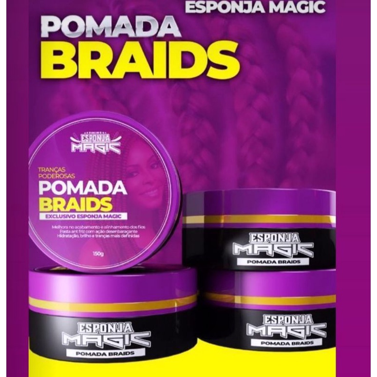 Esponja Magic Pomada Para para Tranças Modeladora 150g Mega Fixação baby hair