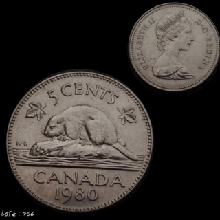 Moeda antiga Canadá 5 cents. L 0149