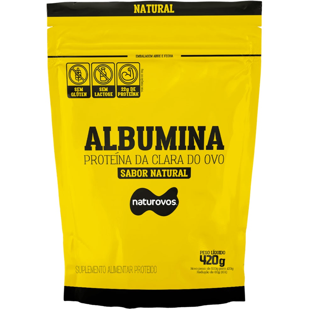 Albumina Pura (80% Proteína) Natural / Sabores - Pacote 420g - Naturovos (100% Original)