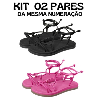 Kit de 02 pares de sandália feminina de amarração birken *APENAS A MESMA NUMERAÇÃO*