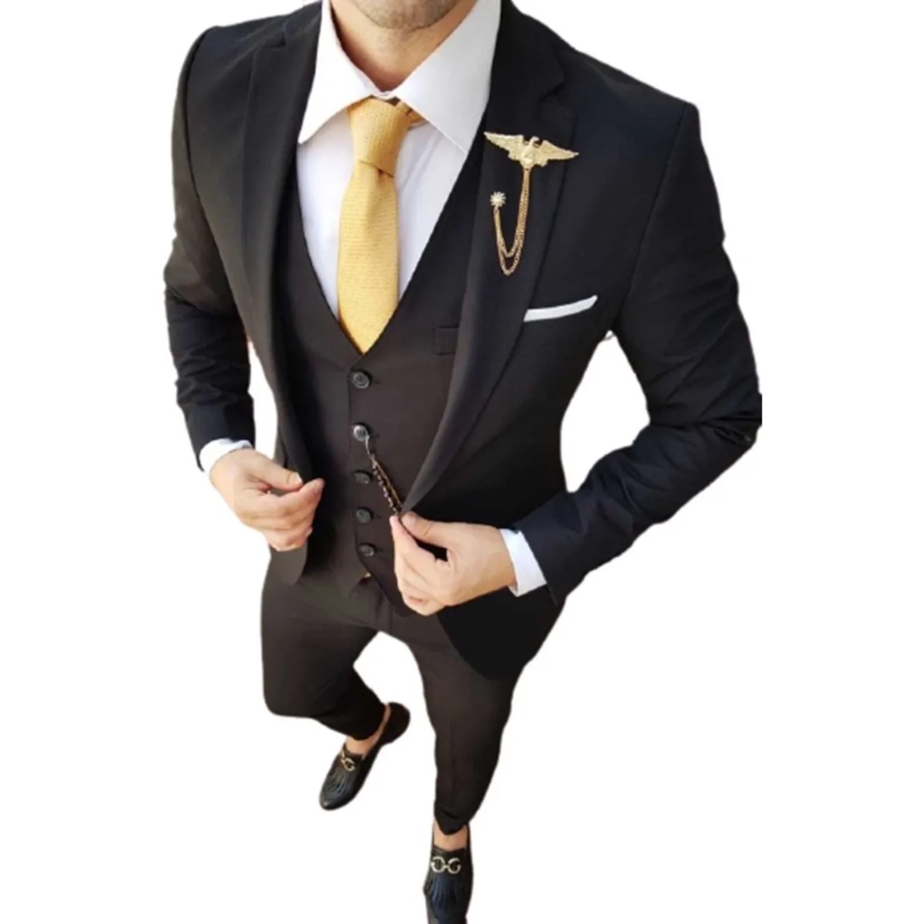 Terno Slim Masculino Completo Preto ( Calça + Blazer ) | Shopee Brasil